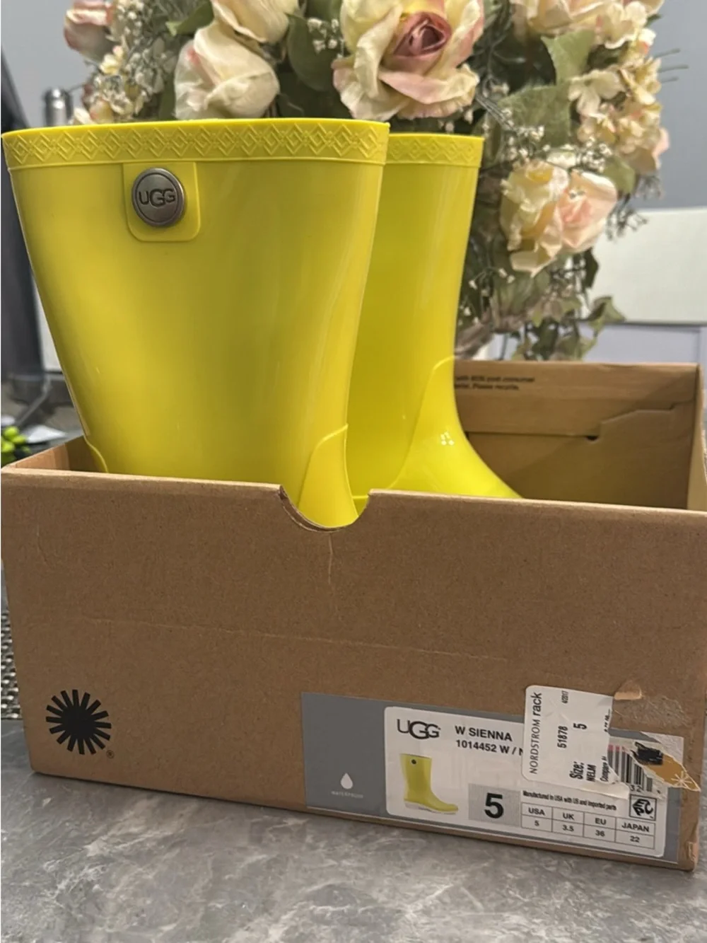 UGG Bright Yellow Women's Glossy Rain Boots
